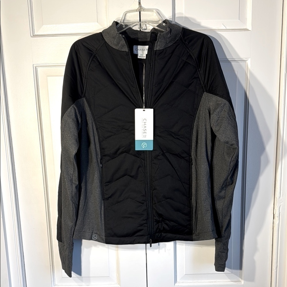 Chase54 Black and Gray Utility Jacket with High Collar